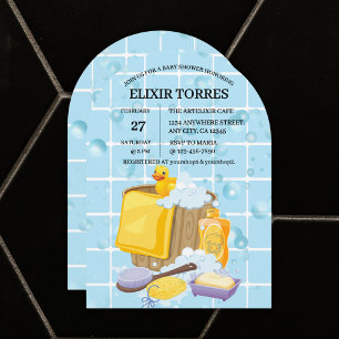Invitation Baby shower de bulles de caoutchouc moderne