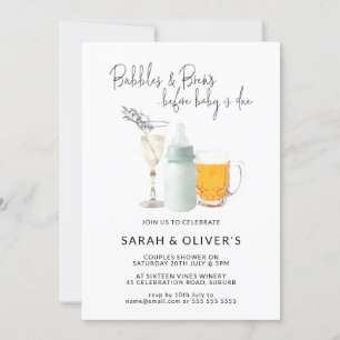 Invitation Baby shower de bulles et brasseries vert Neutral C