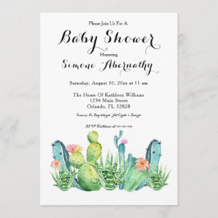 Invitation Baby shower de cactus d'aquarelle