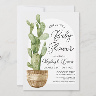 Invitation Baby shower de cactus de Bohême Succulent