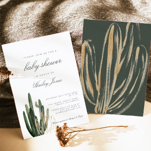 Invitation Baby shower de Cactus moderne