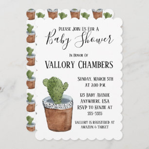 Invitation Baby shower de cactus Succulent Poted