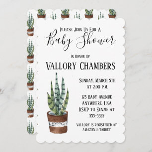 Invitation Baby shower de cactus Succulent Poted