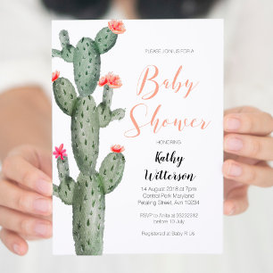 Invitation baby shower de cactus succulents florau