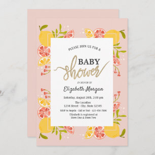 Invitation Baby shower de cadre chic en agrumes aquarelle
