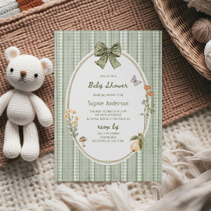 Invitation Baby shower de cadre de la chaume verte Cottage