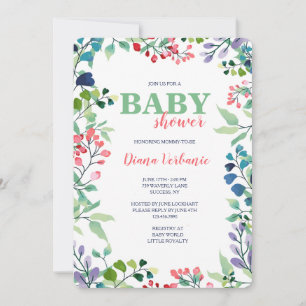 Invitation Baby shower de cadre Floral Aquarelle