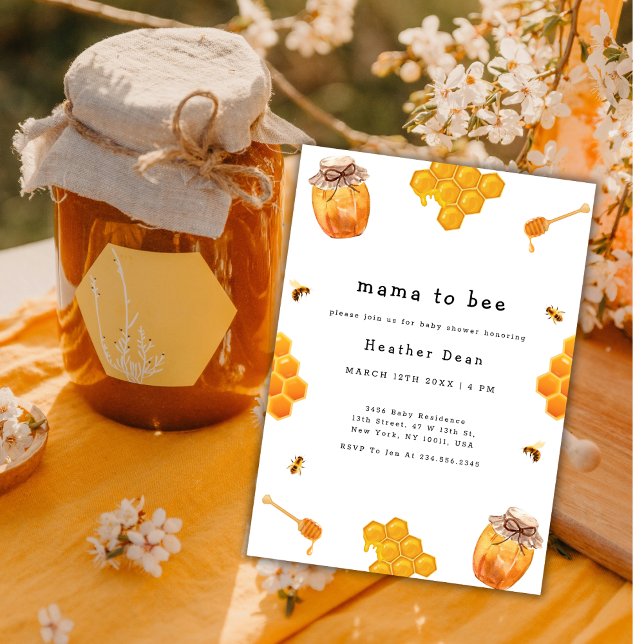Invitation Baby shower de cadre Mama to Bee Honey (Mama to Bee Honey Bumble Frame Baby Shower Invitation)