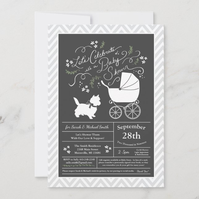 Invitation Baby shower de Cairn Terrier (Devant)