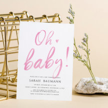 Invitation Baby shower de calligraphie à aquarelle