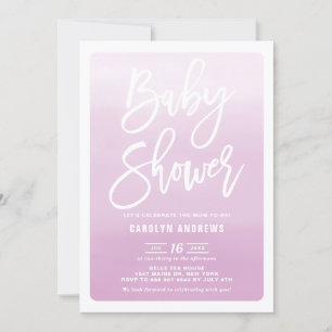 Invitation Baby shower de calligraphie Lilac Ombre