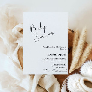 Invitation Baby shower de calligraphie manuscrite moderne