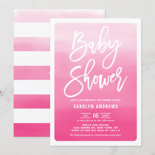 Invitation Baby shower de calligraphie moderne Pink Ombre