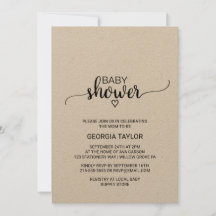 Baby shower de calligraphie rustique Kraft