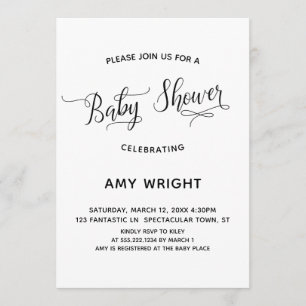 Invitation Baby shower de calligraphie simple et élégant