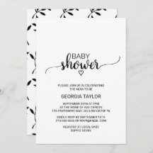 Baby shower de calligraphie simple noir et blanc