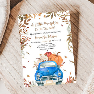 Invitation Baby shower de camion Citrouille Blue Fall