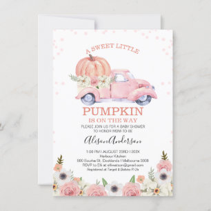 Invitation Baby shower de camion Citrouille rose automne