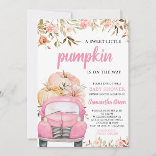 Invitation Baby shower de camion Citrouille rose fille