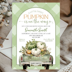 Invitation Baby shower de camion Citrouille Sage Green En vic