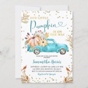 Invitation Baby shower de camion Citrouille vert