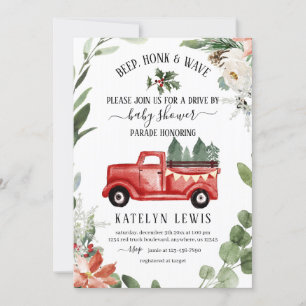 Invitation Baby shower de camion de Noël d'hiver