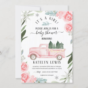 Invitation Baby shower de camion d'hiver Floral