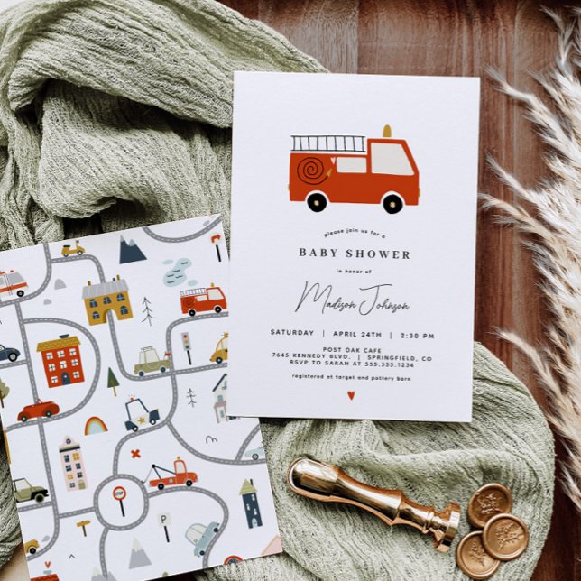 Invitation Baby shower de camion-feu (Créateur téléchargé)