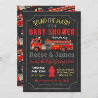 Invitation Baby shower de camion-feu | Camion-feu