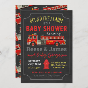 Invitation Baby shower de camion-feu   Camion-feu