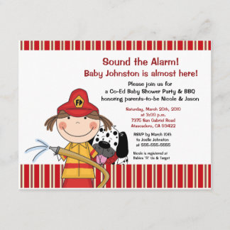Invitation Baby shower de camion-feu Lil