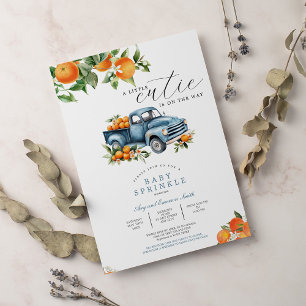 Invitation Baby shower de camion Orange En vichy Citrus