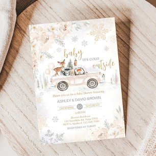 Invitation Baby shower de camions Woodland d'hiver