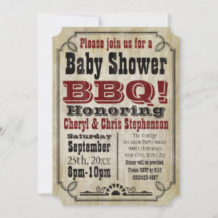 Invitation Baby shower de campagne vintage barbecue barbecue 