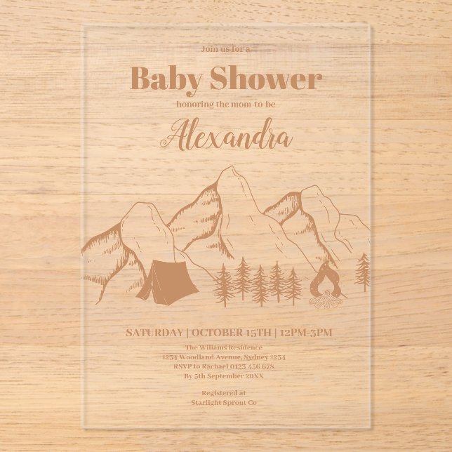 Invitation Baby shower de camping neutre (Recto)