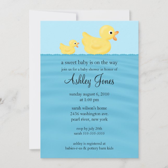 Invitation Baby shower de canard (Devant)