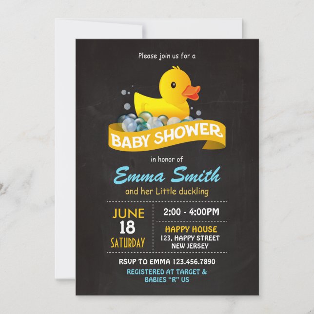 Invitation Baby shower de canard (Devant)
