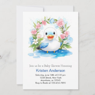 Invitation Baby shower de canard à aquarelle enchanté