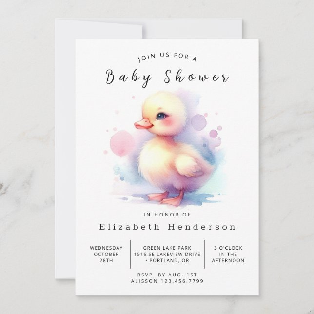 Invitation Baby shower de canard à impression chic (Devant)