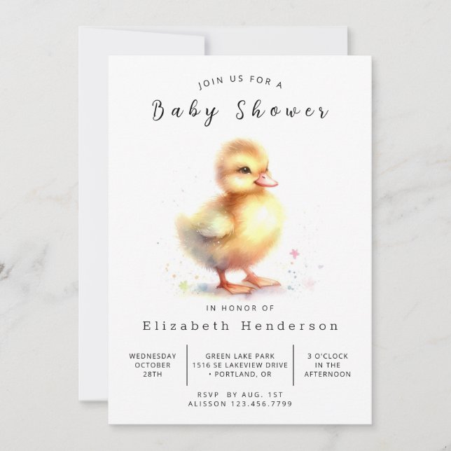 Invitation Baby shower de canard à imprimer pour bébé (Devant)