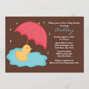 Invitation Baby shower de canard à parapluie jaune