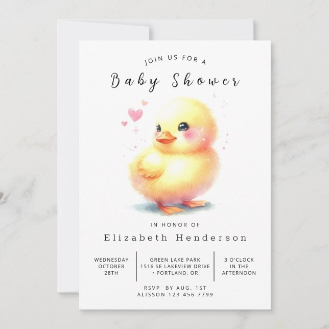 Invitation Baby shower de canard amusant à imprimer (Devant)