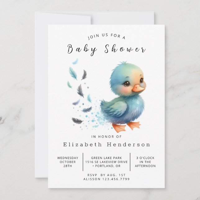 Invitation Baby shower de canard blanc à imprimer (Devant)