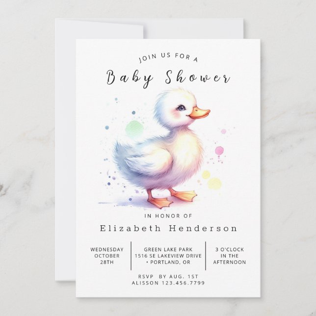 Invitation Baby shower de canard Bohème Personnalisé (Devant)