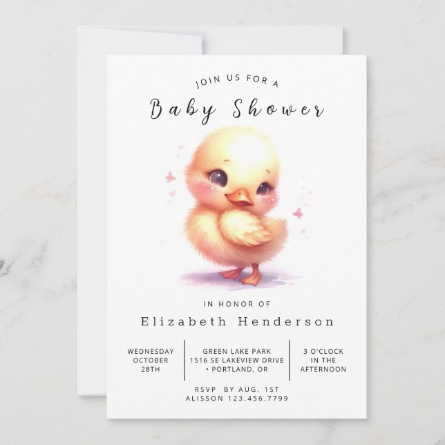 Invitation Baby shower de canard classique modifiable (Devant)