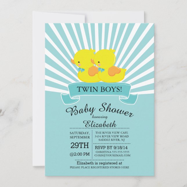 Invitation Baby shower de canard en caoutchouc Twi (Devant)
