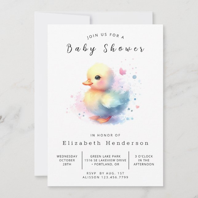 Invitation Baby shower de canard en ligne amusant (Devant)