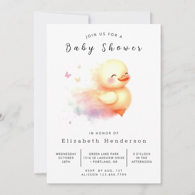 Invitation Baby shower de canard en ligne Boy (Devant)