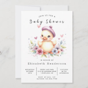 Invitation Baby shower de canard en ligne pour filles