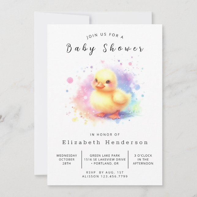 Invitation Baby shower de canard imprimé enchâssé (Devant)